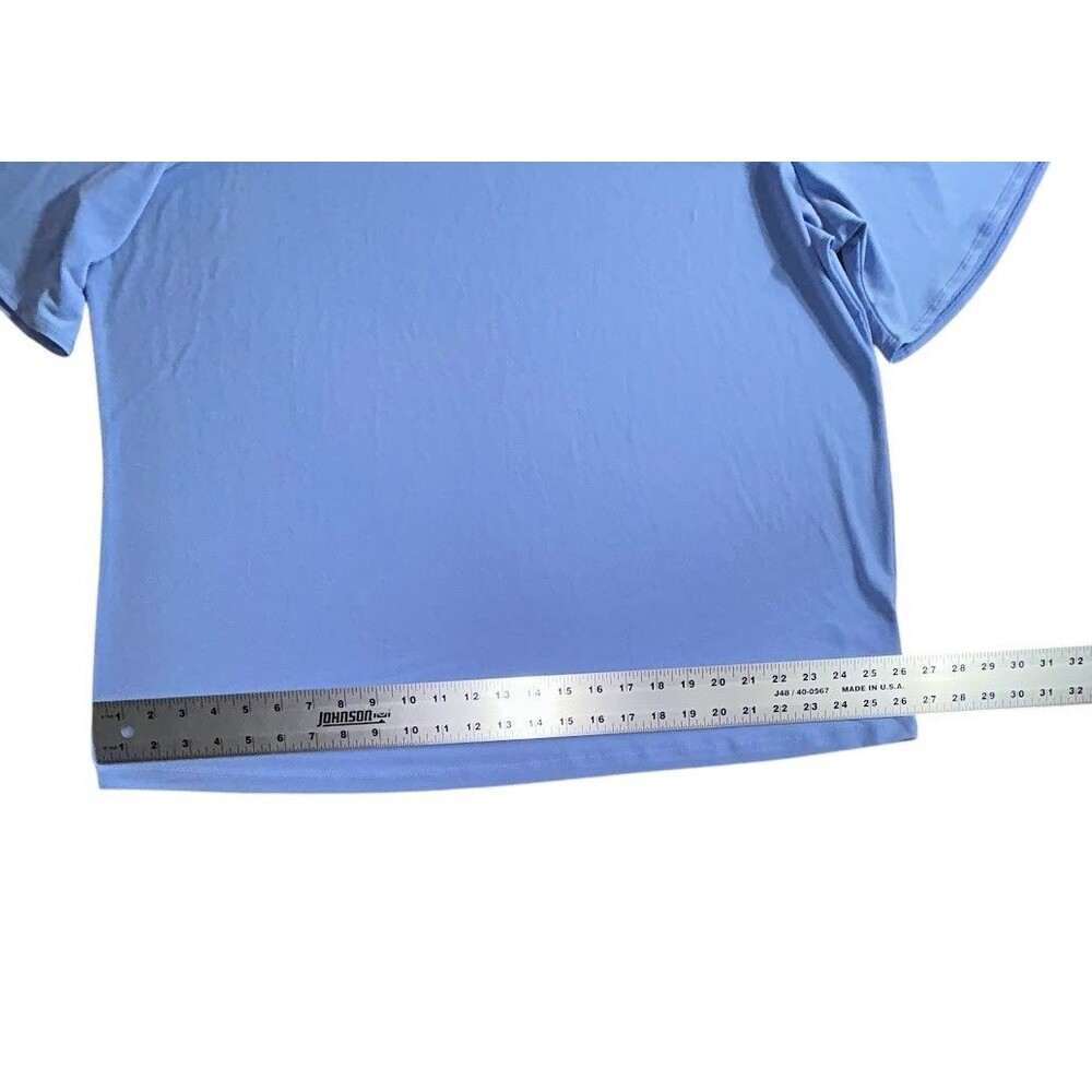 Susan Graver Minimalist Casual Top 1X Blue Cold Shoulder Stretch No Iron Women - Picture 9 of 12